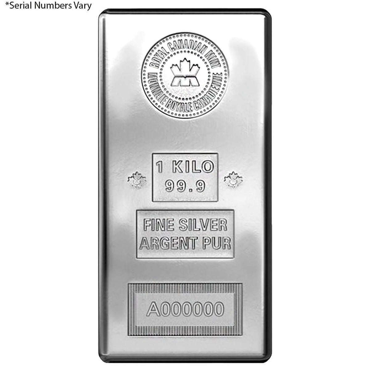 1 Kilo .999 Fine Silver Bar D9991