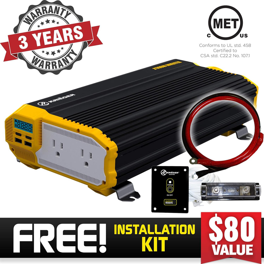 2000 Watts 12V to 110V Modified Sine Wave Power Inverter C39336