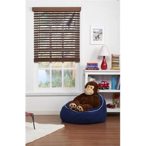 Cordless Faux Wood Blind Dark Oak 47.5 x 72 in. K40076