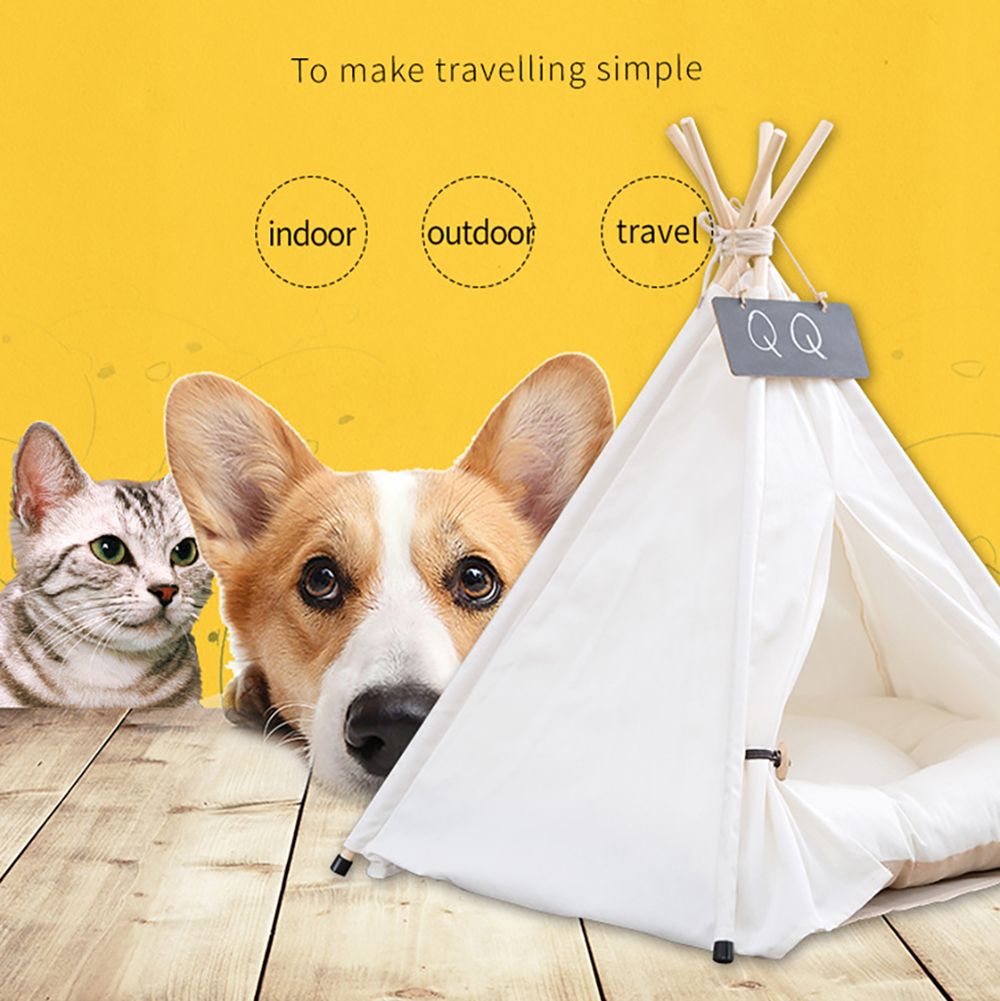 Canvas Wooden Pet House Dog Cat Bed T8110
