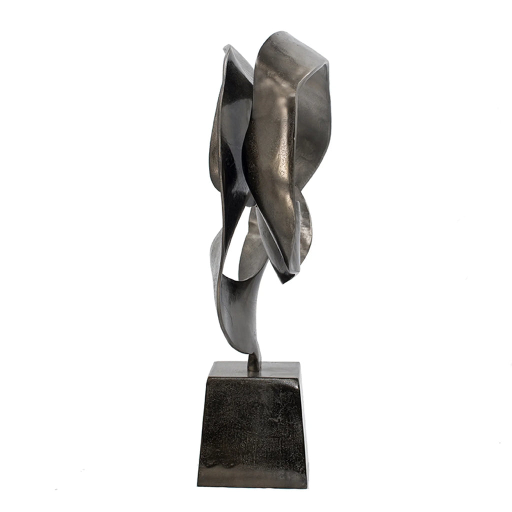 Black Abstract Sculpture on Pedestal Base Q381