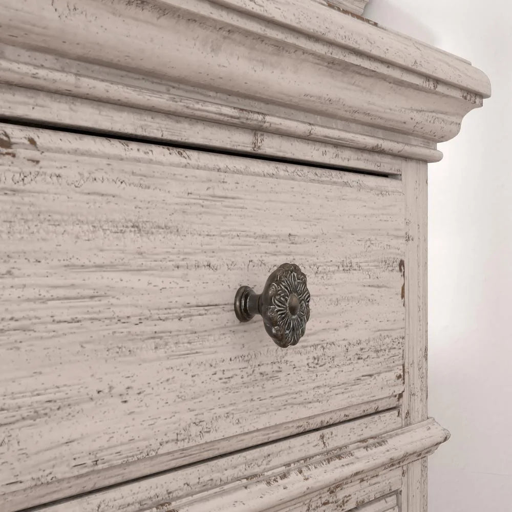 Antique White Wood Five Drawer Chest P683530
