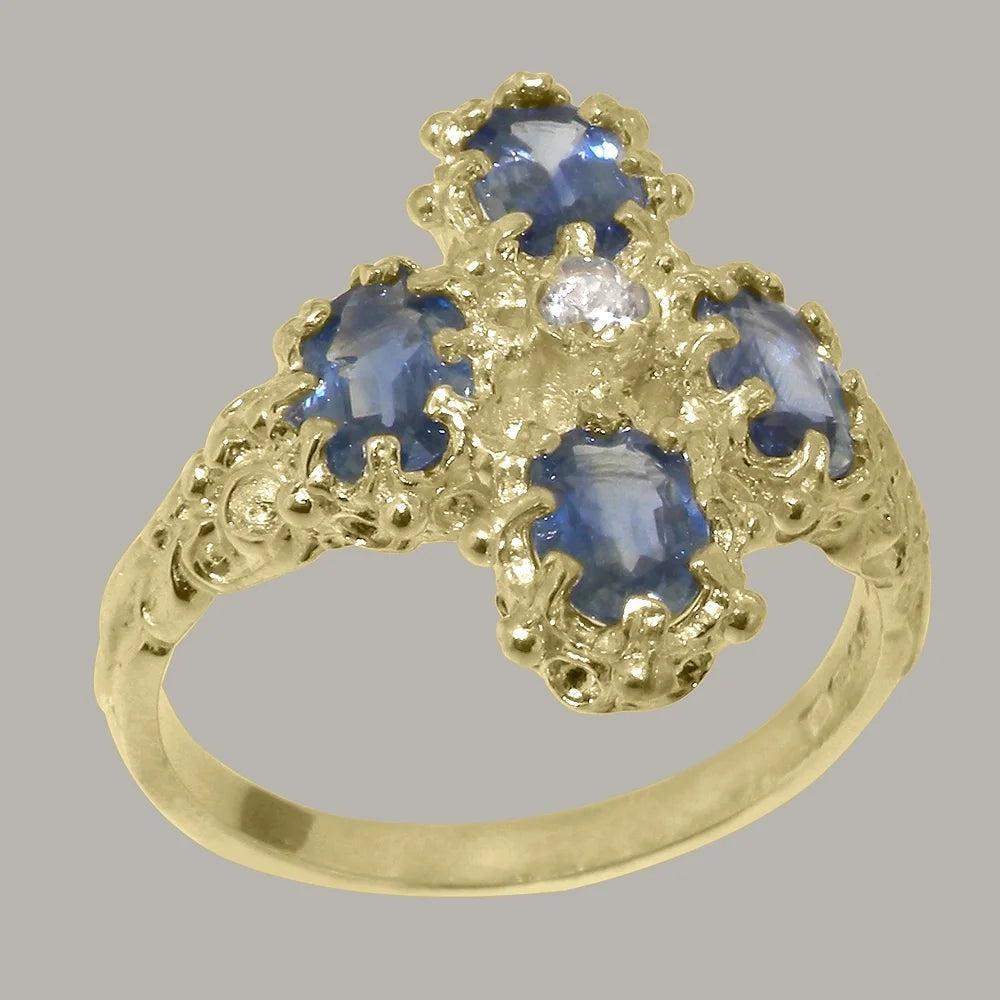 9k Yellow Gold Diamond & Sapphire Statement Ring U270