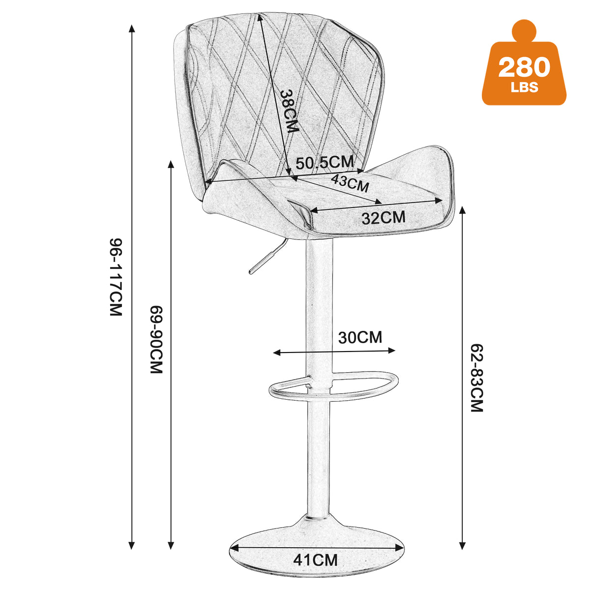 Brown Velvet Bar Stools Set of 2 with Armrest P41482