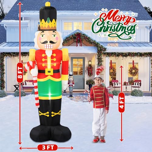 8FT Christmas Inflatable Nutcracker Soldier with Built-in LEDs S4480