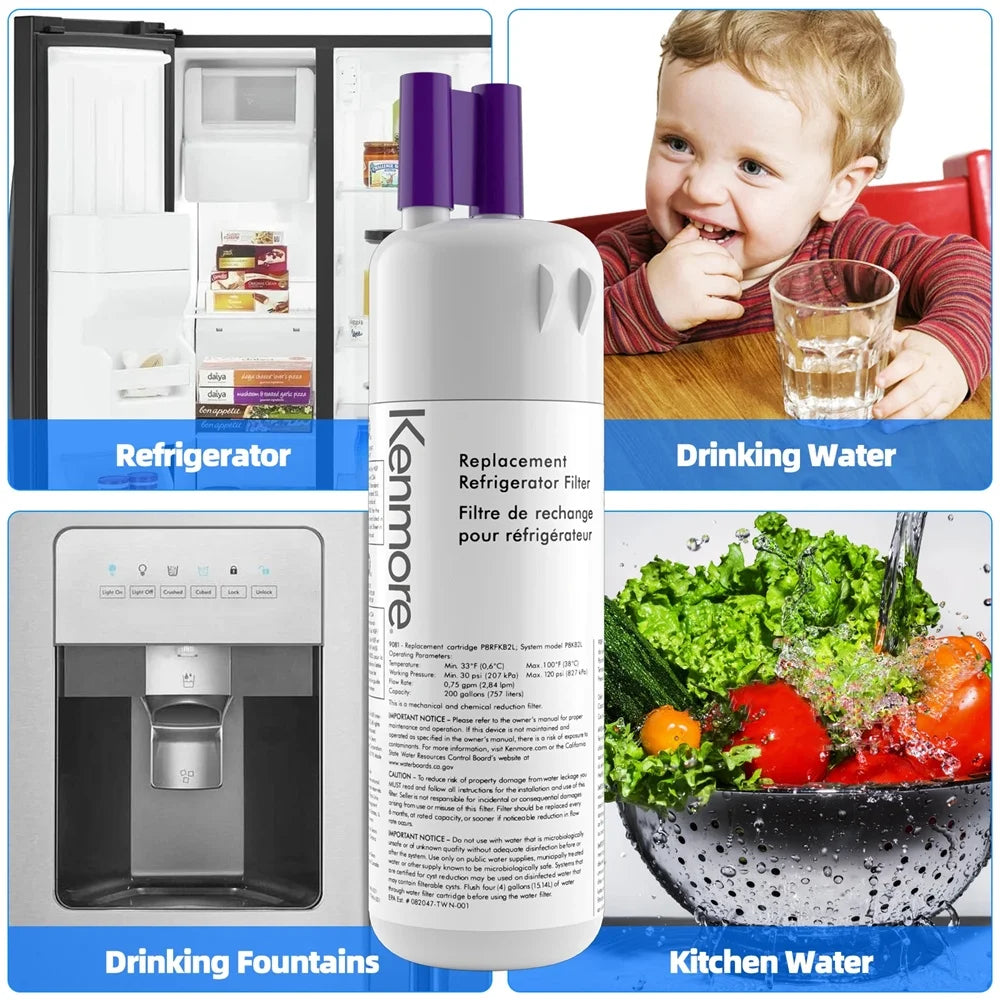 4 Pack White Refrigerator Water Filter E8740
