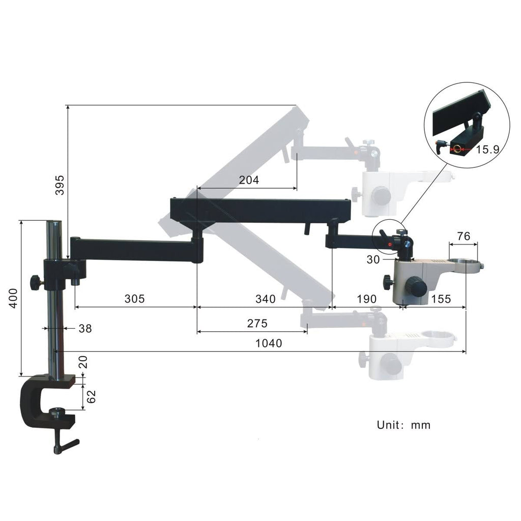 7-45X Stereo Microscope with Articulate Arm, 56 LED Ring Light, 5.0M Camera D132513