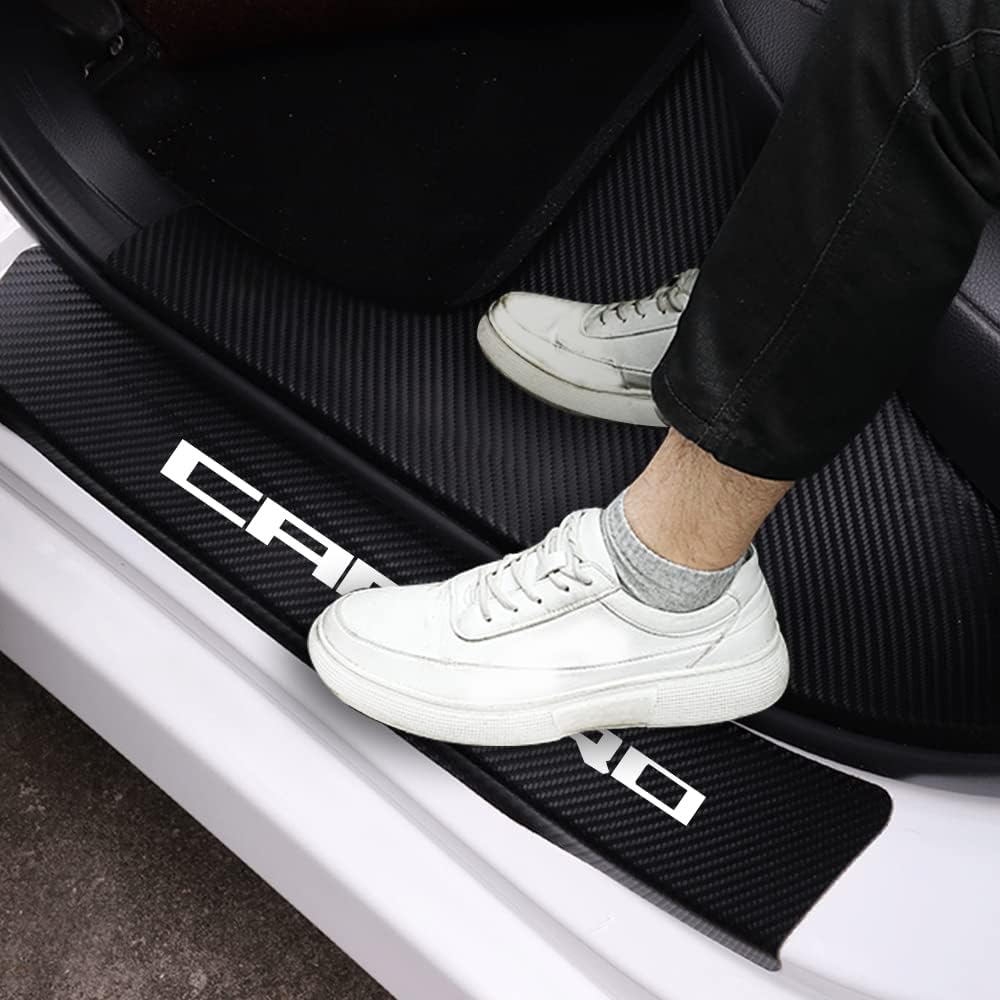 4PCS White Carbon Fibre Vinyl Car Door Sill Protector Decal Sticker F36878