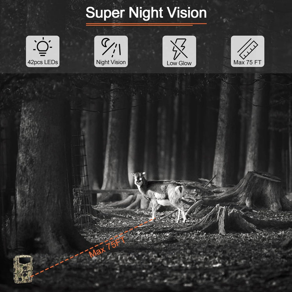 4K 32MP Trail Camera with Low Glow Night Vision X9626