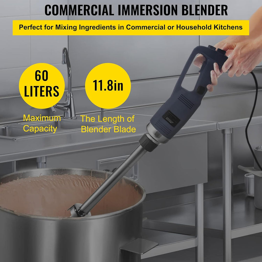 Commercial Immersion Blender 500W 304 Stainless Steel with 11.8" Removable Shaft L1089