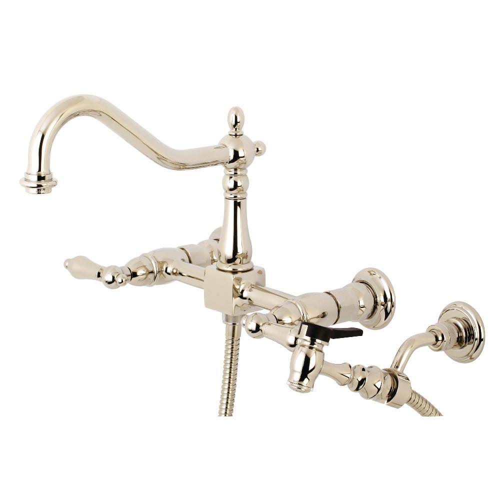 Antique Brass Wall Mount Kitchen Faucet with Brass Sprayer B646