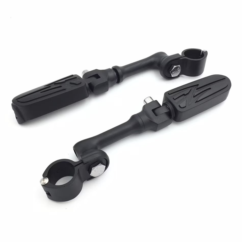 Black Angled Mounting Kit Foot Peg for Bike with 1.25" Front Engine Guard Frame Tube K15389