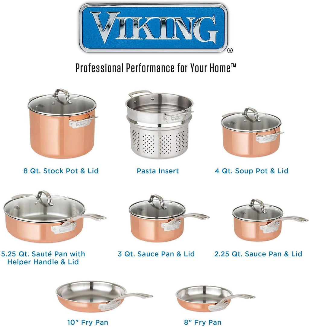 13-Piece Tri-Ply Copper Cookware Set Q928