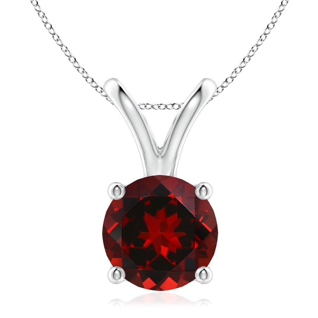 Natural 9mm Garnet Solitaire Pendant Necklace in Sterling Silver C68316