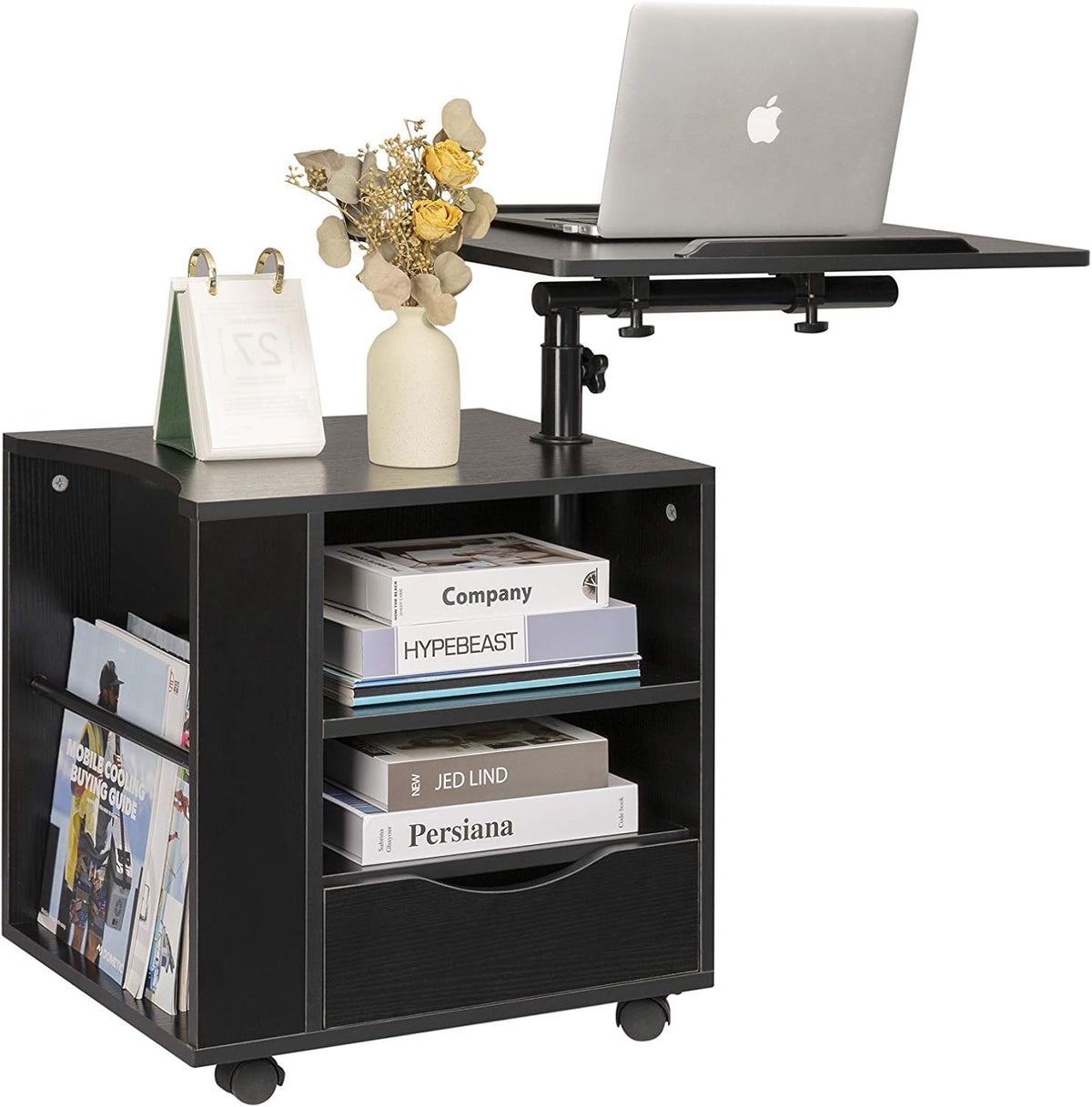 Black Wooden Nightstand with Drawers F251