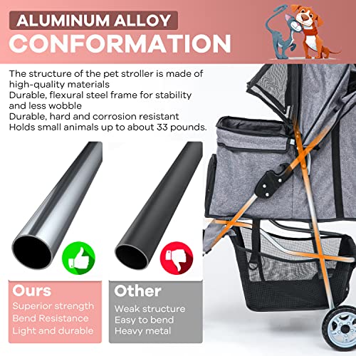 Grey 4 Wheel Pet Stroller U27141