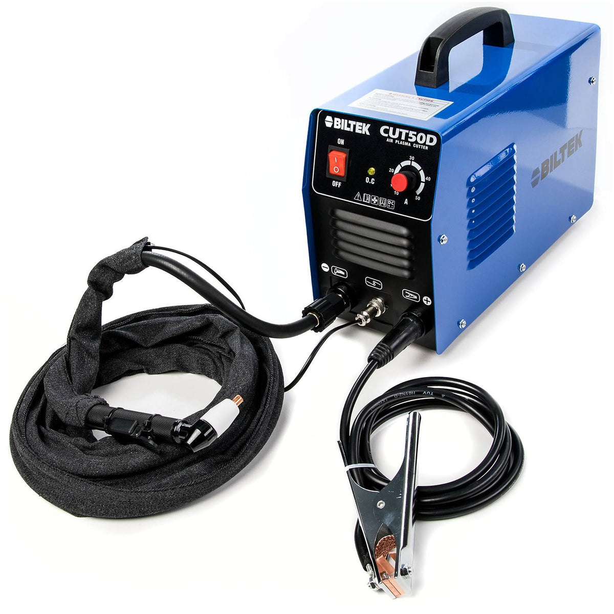50Amp Air Plasma Cutter, 1/2x22 inch Cut 110V/220V Input Dual Voltage D72609