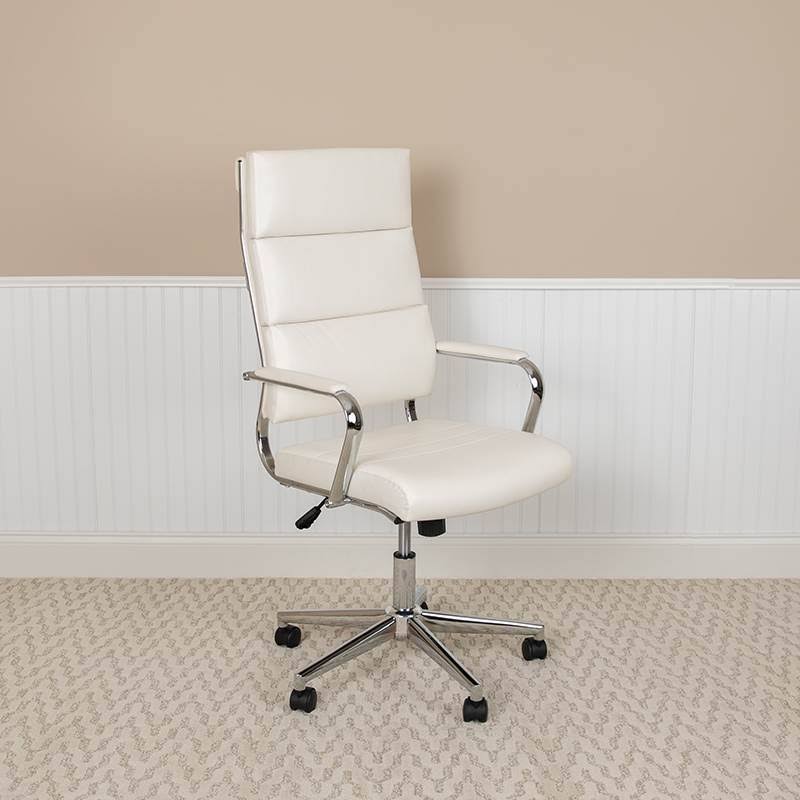 White LeatherSoft High Back Executive Swivel Office Chair H606