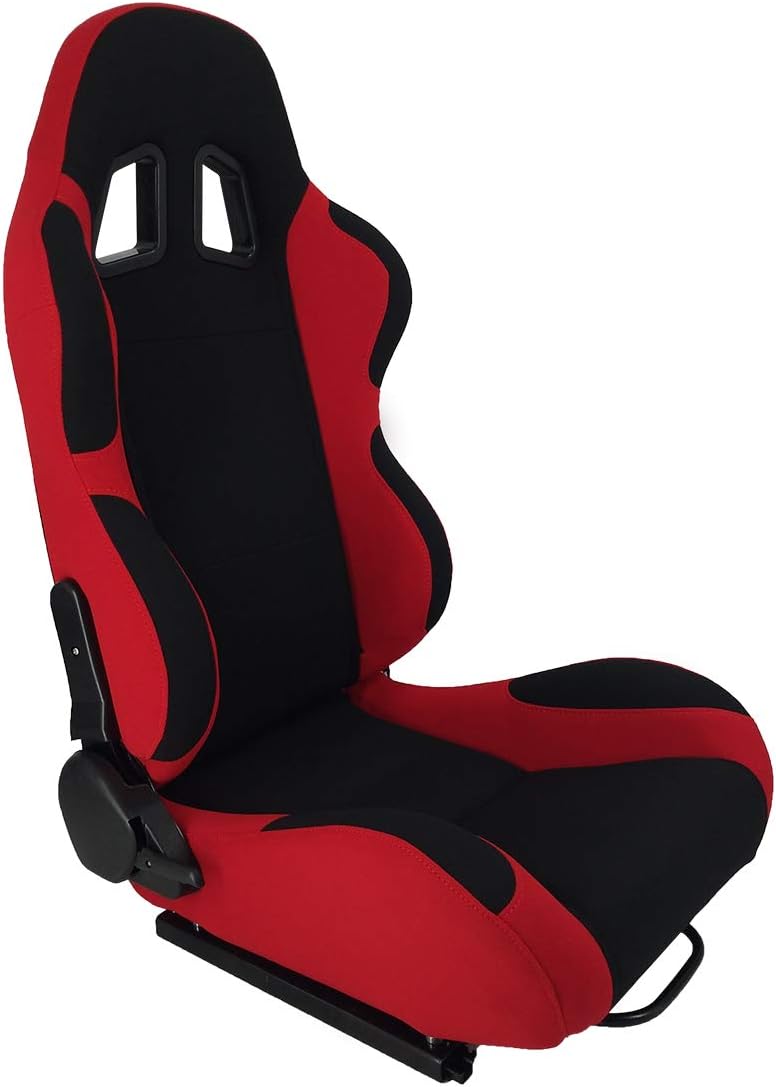 Black Red Racing Bucket Seats Pair J613