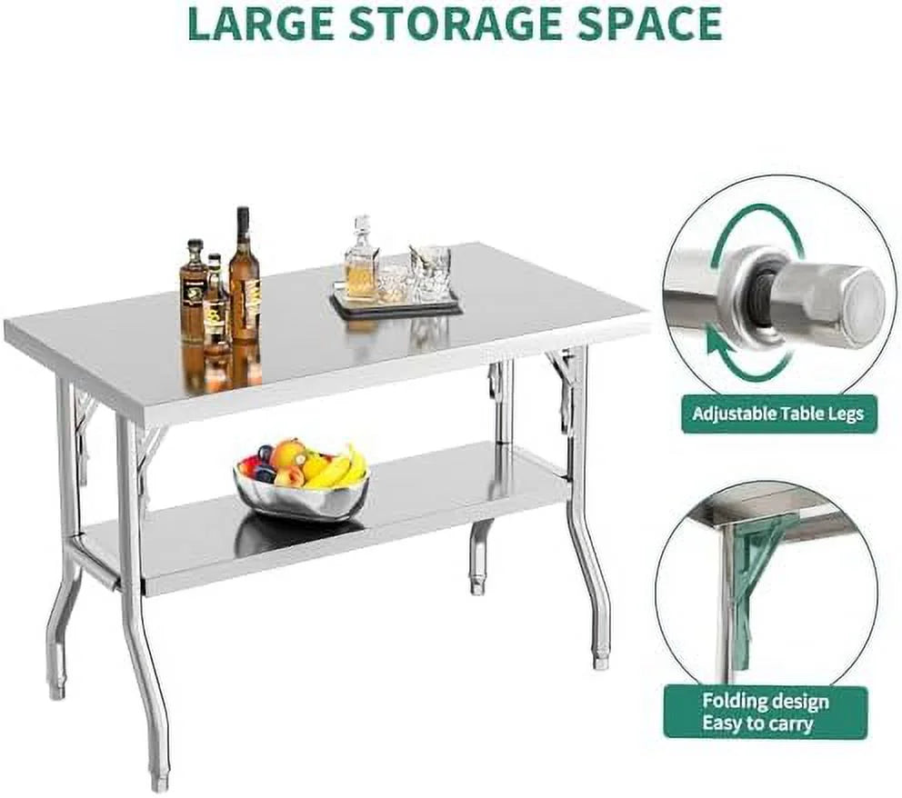Stainless Steel Folding Table 48" X 24" W412942