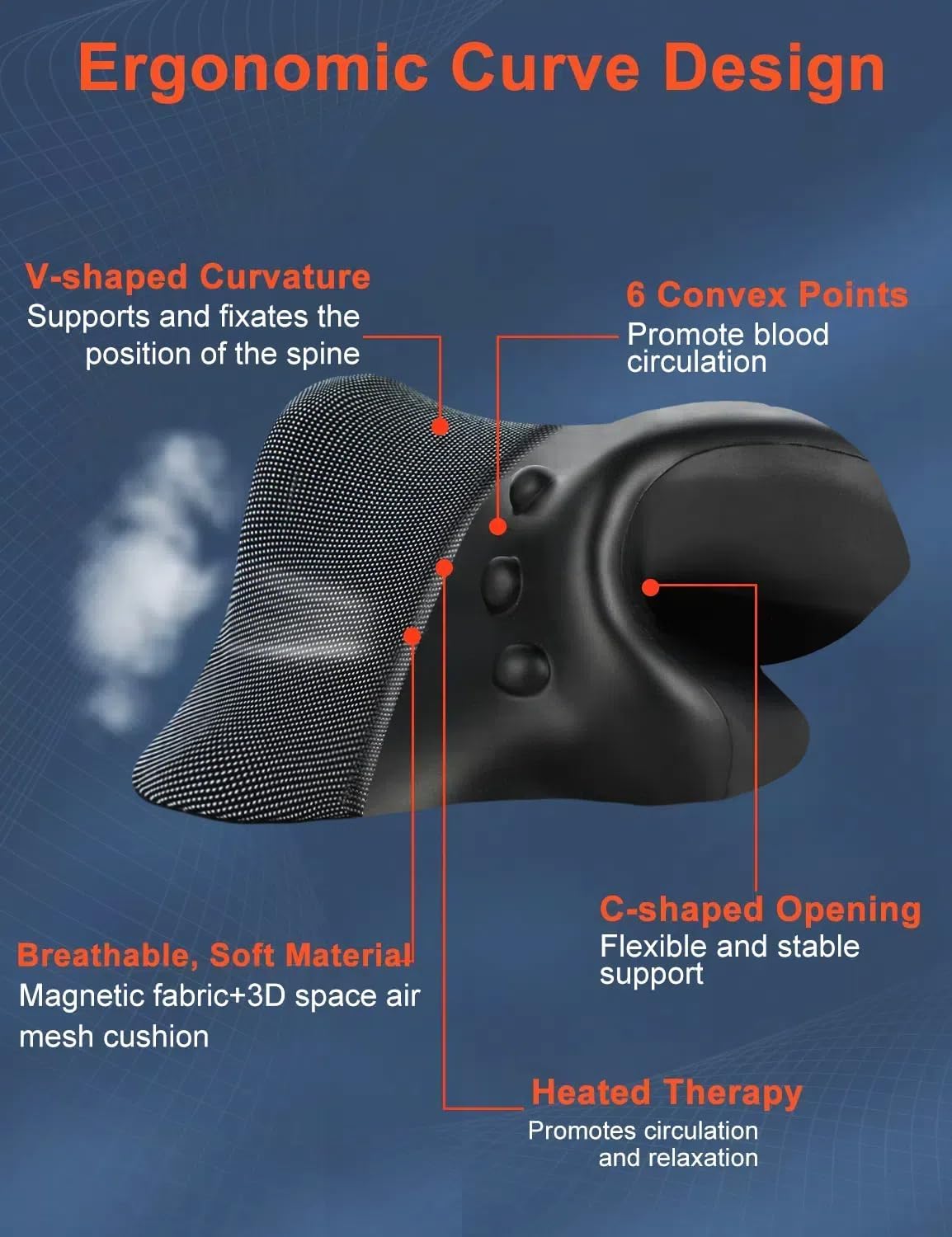 Wireless Cordless Neck Cervical Traction Device with Graphene Heating Pad W77021