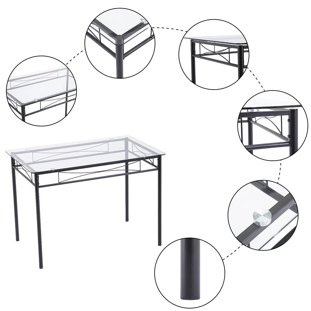 5 Piece Glass Dining Set with Metal Frame M124