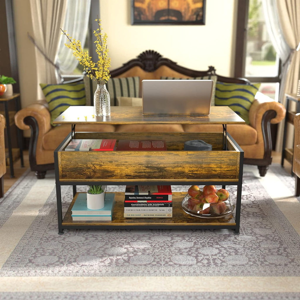 Lift Top Coffee Table with Storage Shelf S70218