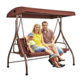 3-Seat Converting Canopy Patio Swing Chair with Cushion D558374