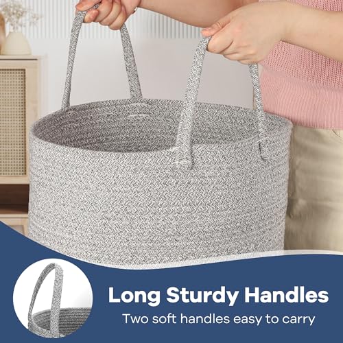 Pink Woven Cotton Rope Laundry Basket Hamper J165435