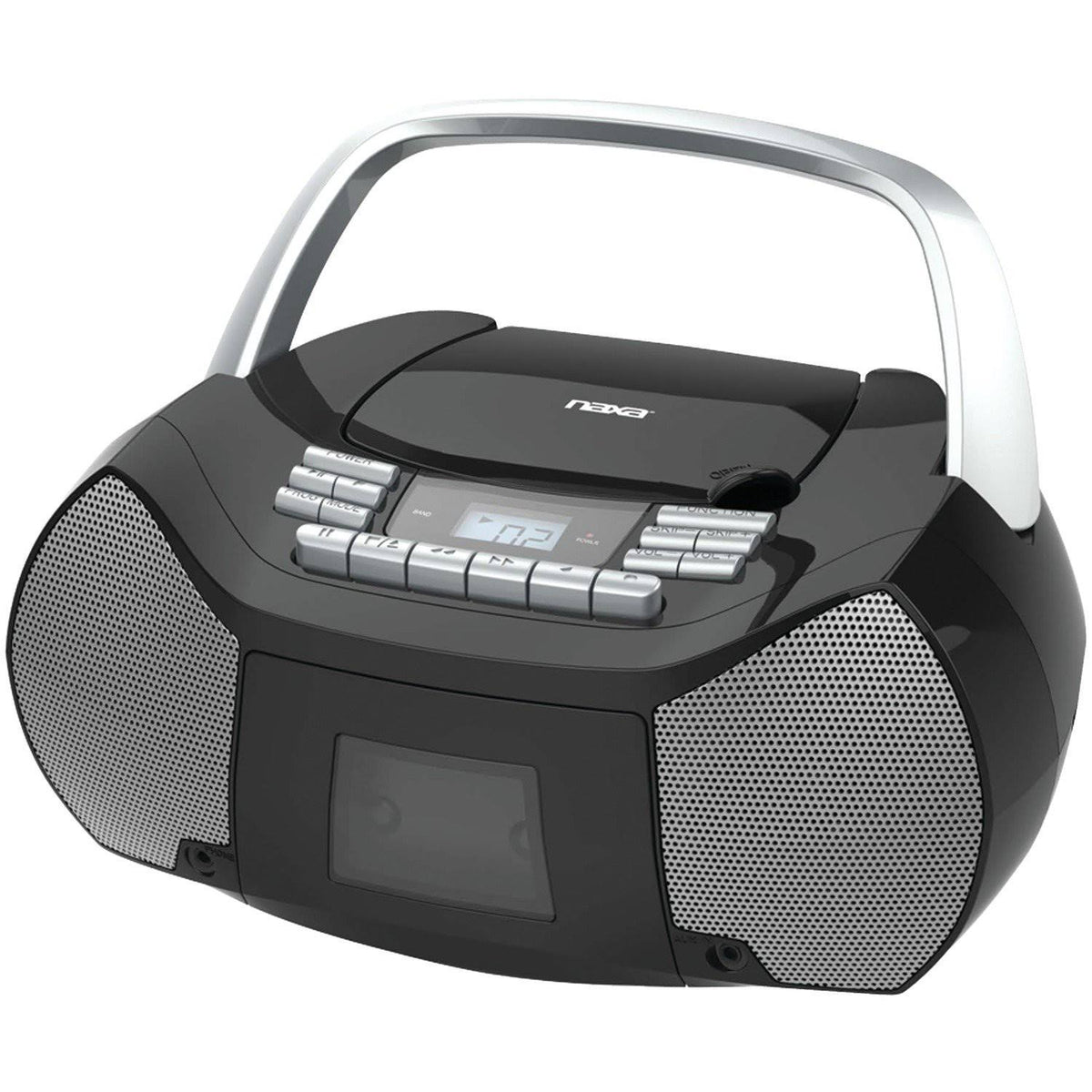 Portable CD Cassette Boombox Silver Black Q247347