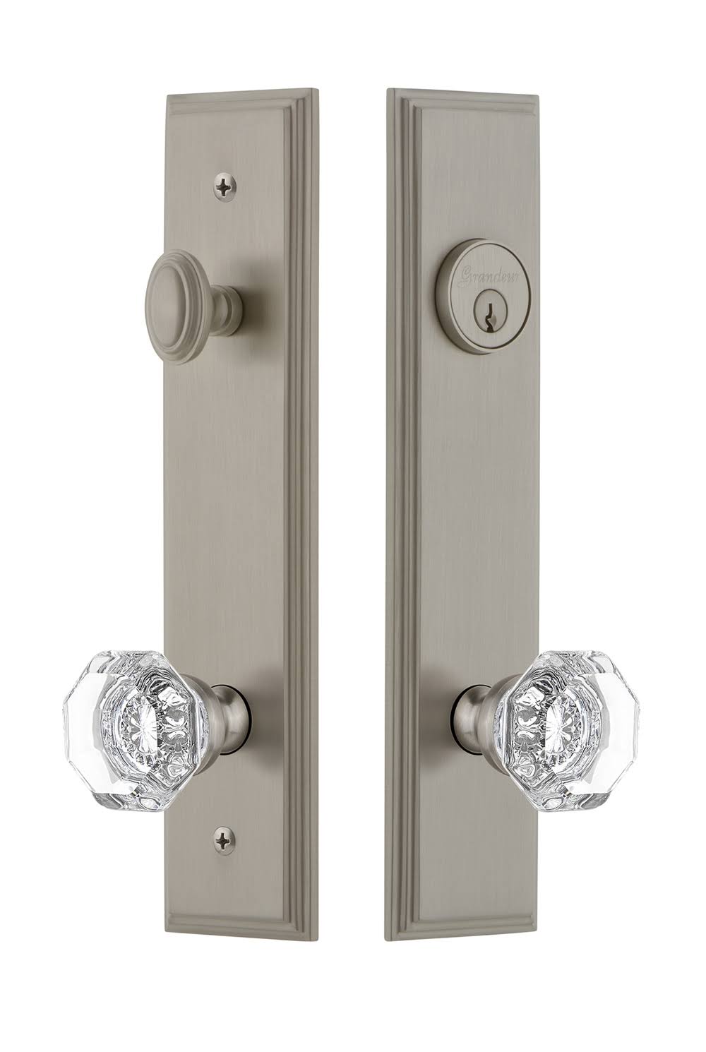 Satin Nickel Entry Set with Knob F726
