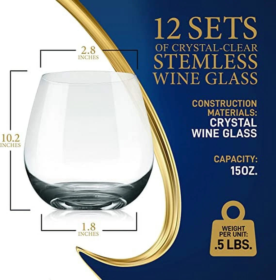 Stemless Wine Glasses Set of 12 K422027
