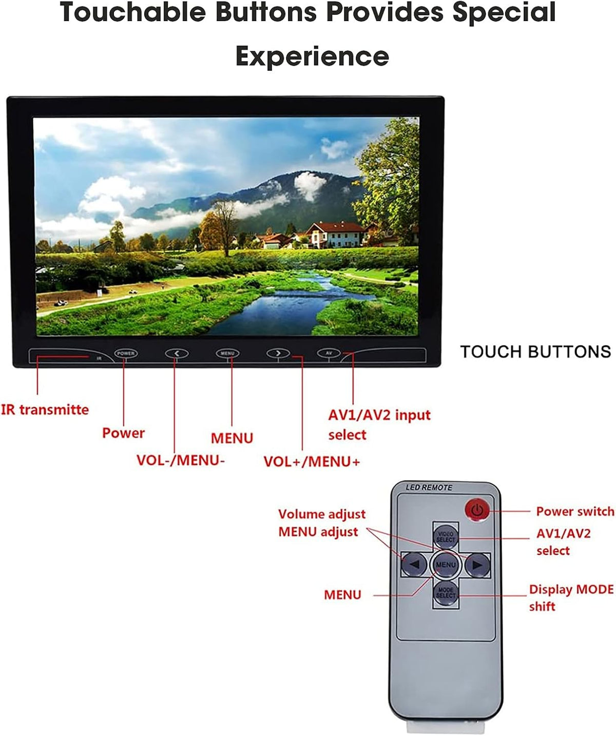 10.1 Inch LED Security Monitor with Remote Control Pack of 2 C64235