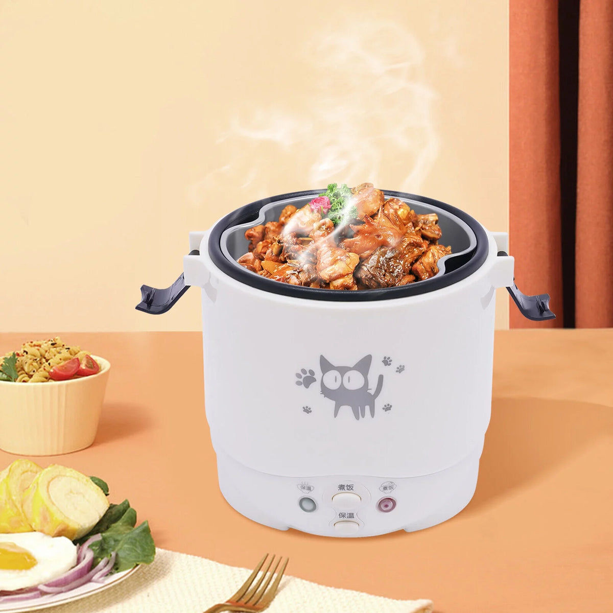 White 12V Mini Rice Cooker Q8008