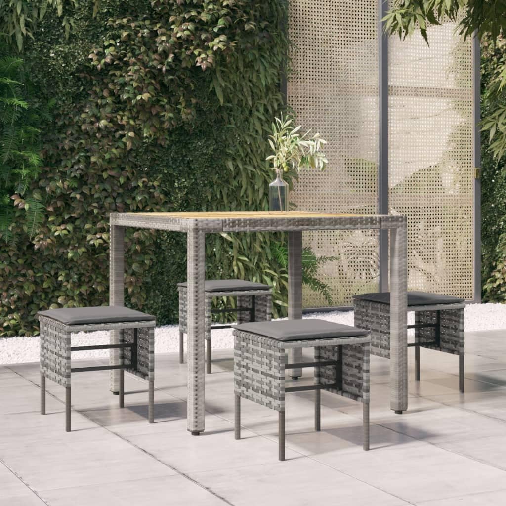 4 pcs Gray Poly Rattan Outdoor Sectional Patio Furniture Set with Cushions A306891
