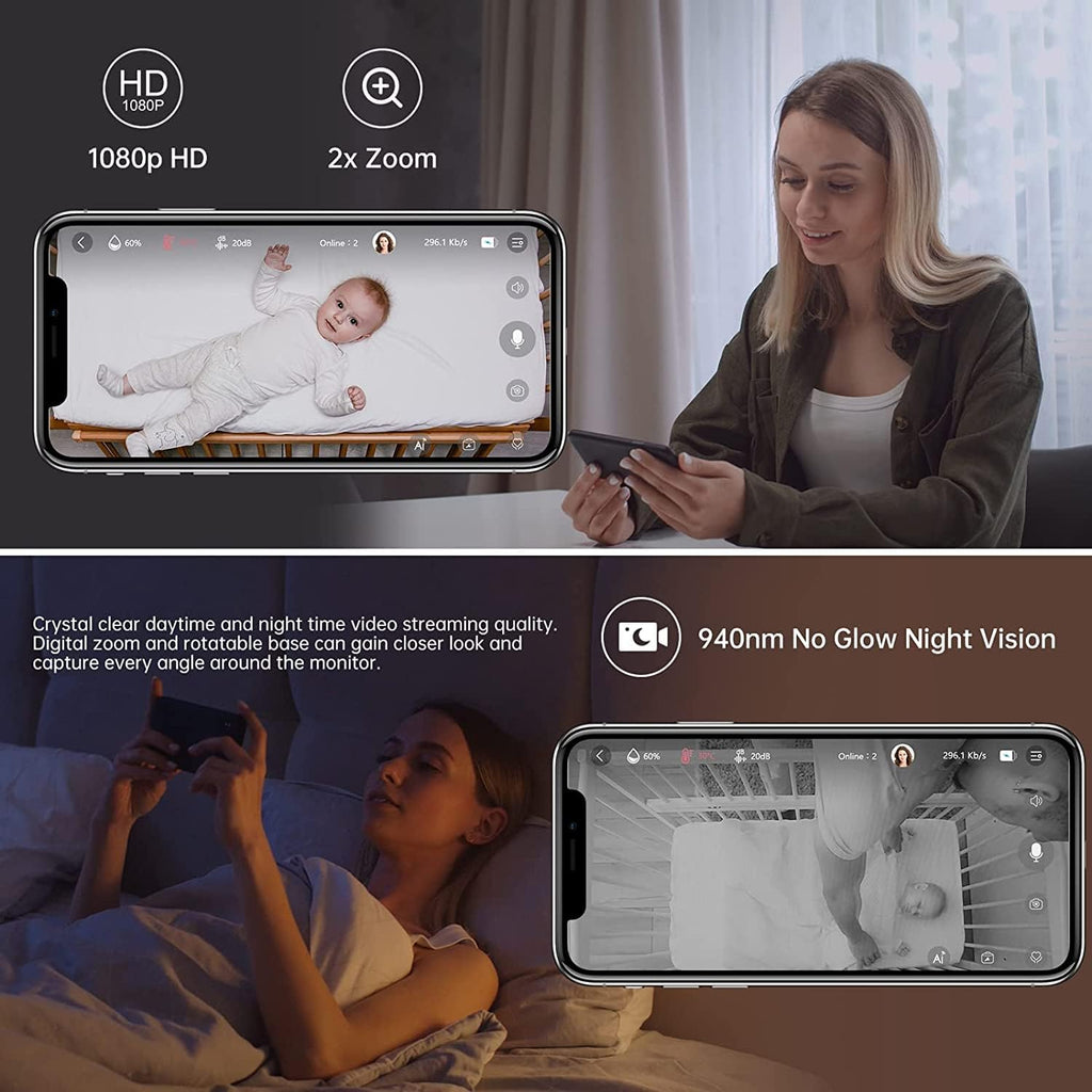 1080P Video Baby Monitor with Night Vision and 2-Way Talk L126707