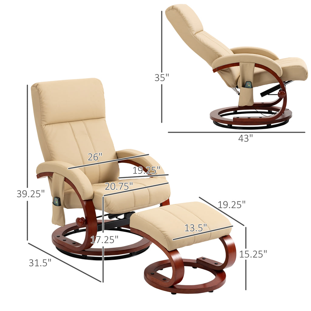 Beige Electric Faux Leather Recliner Chair with Ottoman D109556