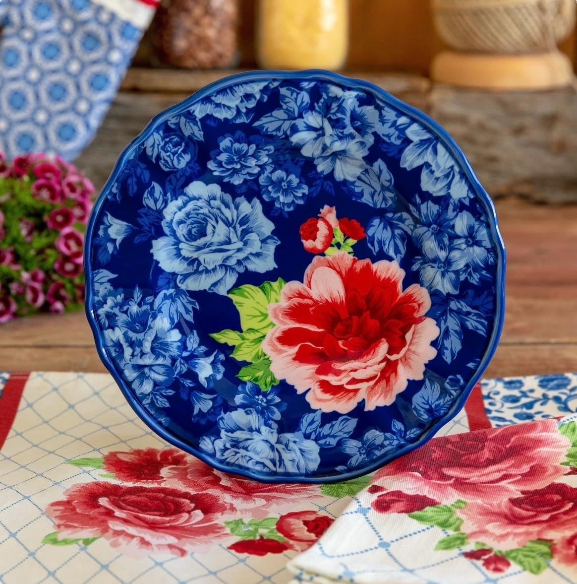 12-Piece Blue Floral Dinnerware Set K456331