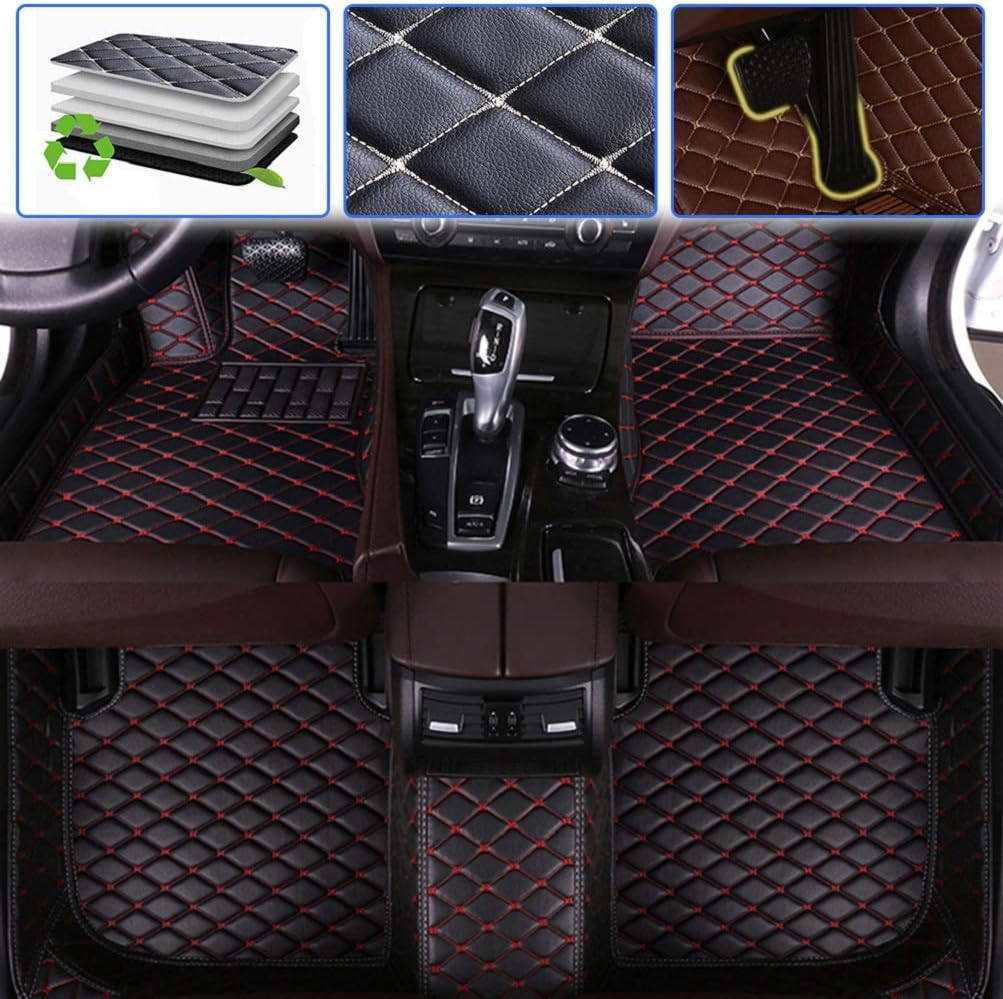 Custom Car Floor Mats Leather Waterproof Anti-Skid Full Coverage Set Beige S76734