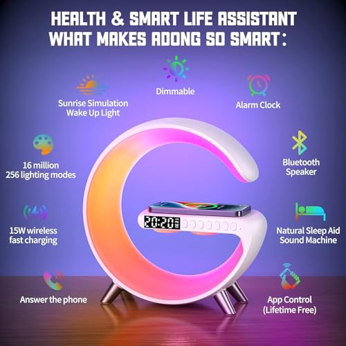 White Smart LED Table Lamp with Wireless Charger O397897