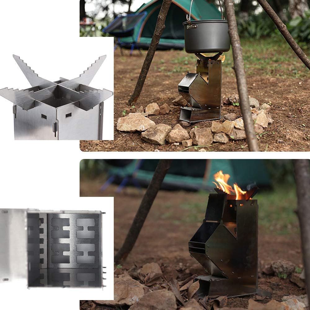 Collapsible Stainless Steel Wood Burning Camping Stove Y37140