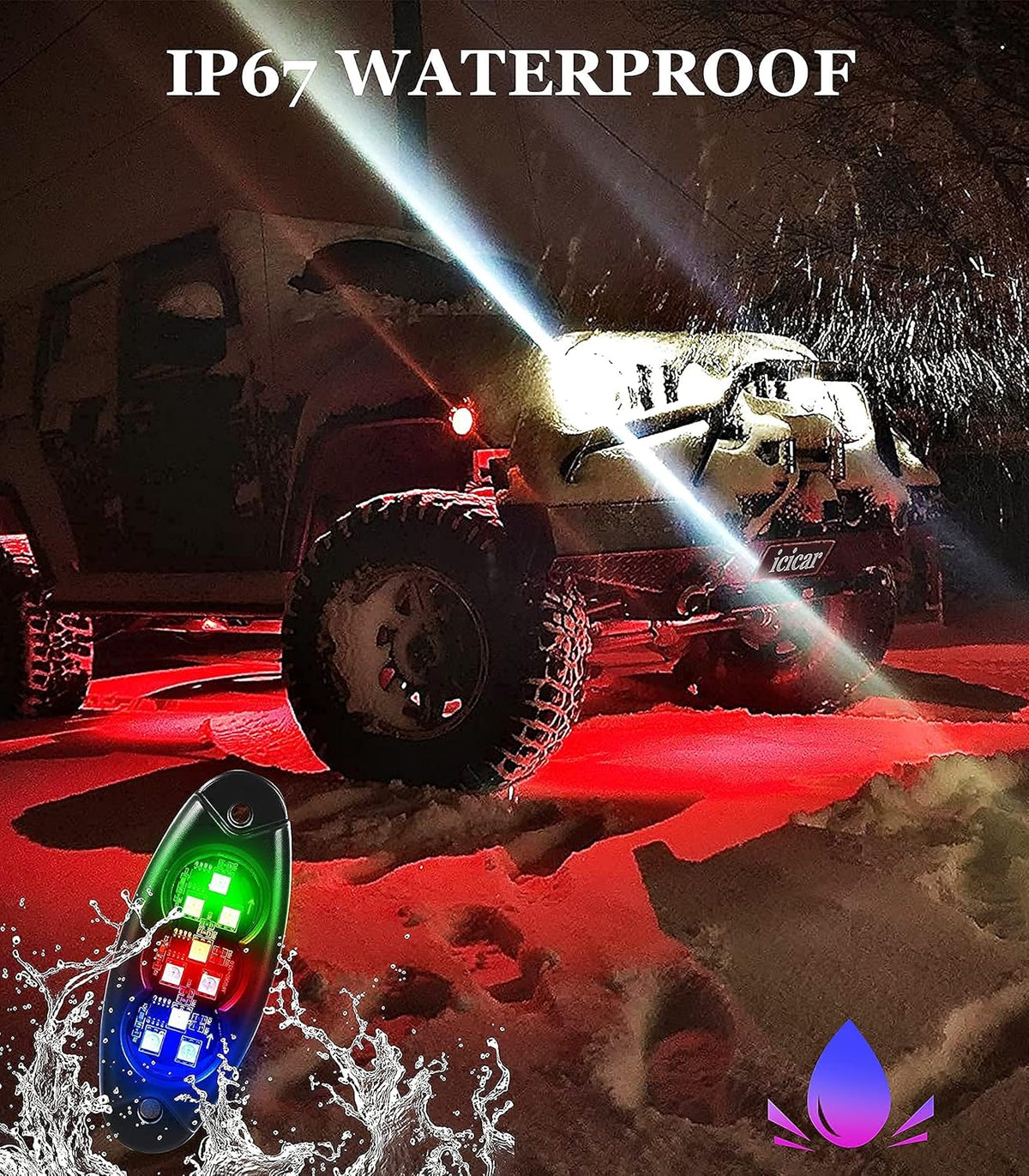 16 Pods RGB LED Rock Lights for Trucks P60610