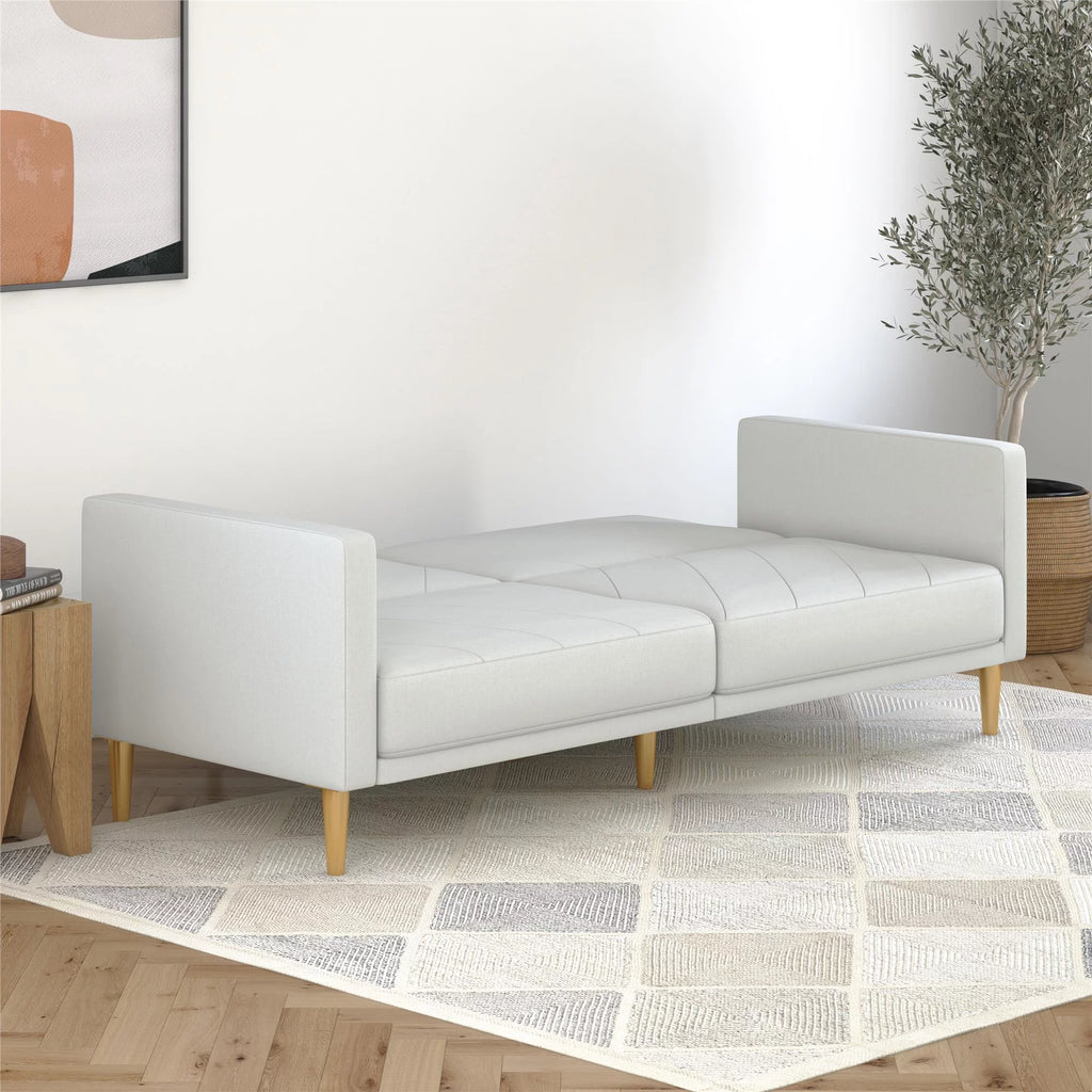Light Gray Linen Futon Sofa Bed U36011