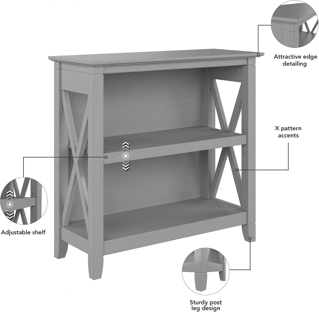 2 Shelf Bookcase in Cape Cod Gray S8415