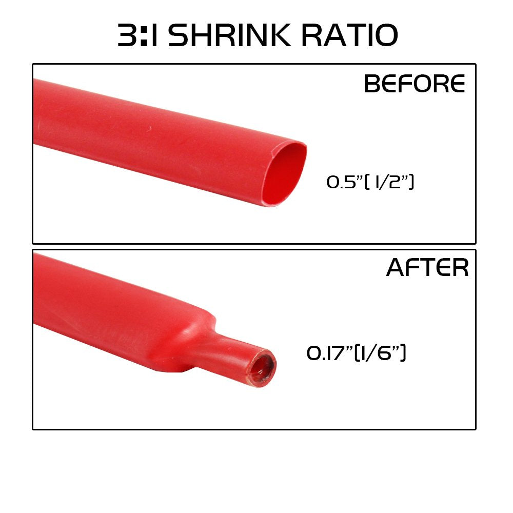 1/2in Diameter 32ft Red Polyolefin Heat Shrink Tubing G760982