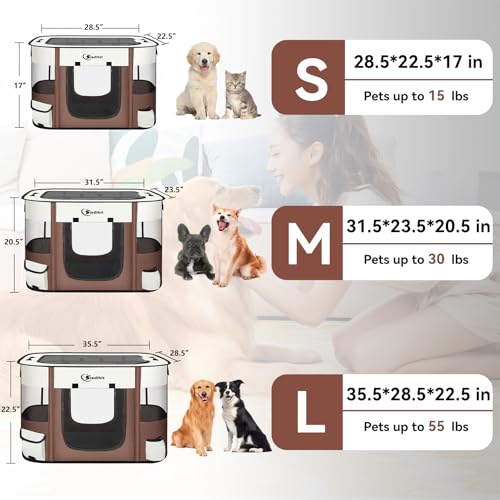 Foldable Dog Playpen with Carrying Case P366502
