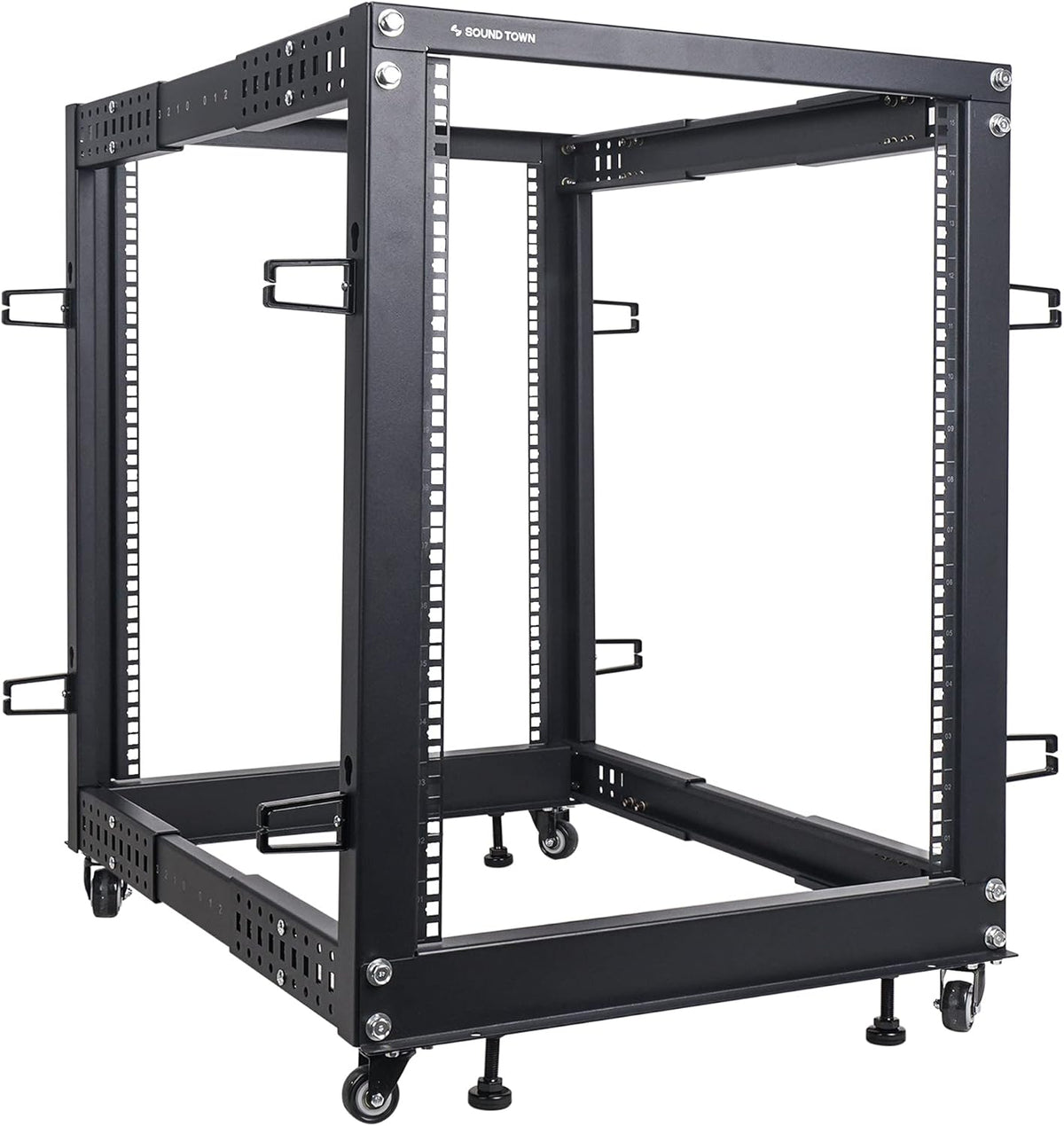 12U Open Frame Server and Network Equipment Rack with Adjustable Depth, Casters, Levelers, Cable Management O246