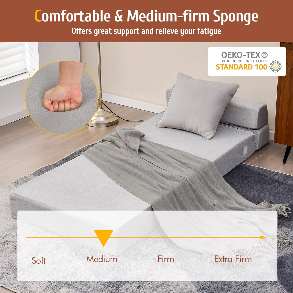 Grey Convertible Sleeper Chair I664494
