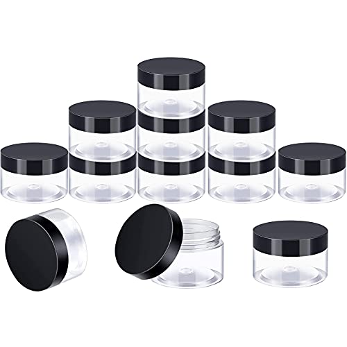 12 Pack Clear Plastic Storage Jars with Lids (8 Ounce, White) G574