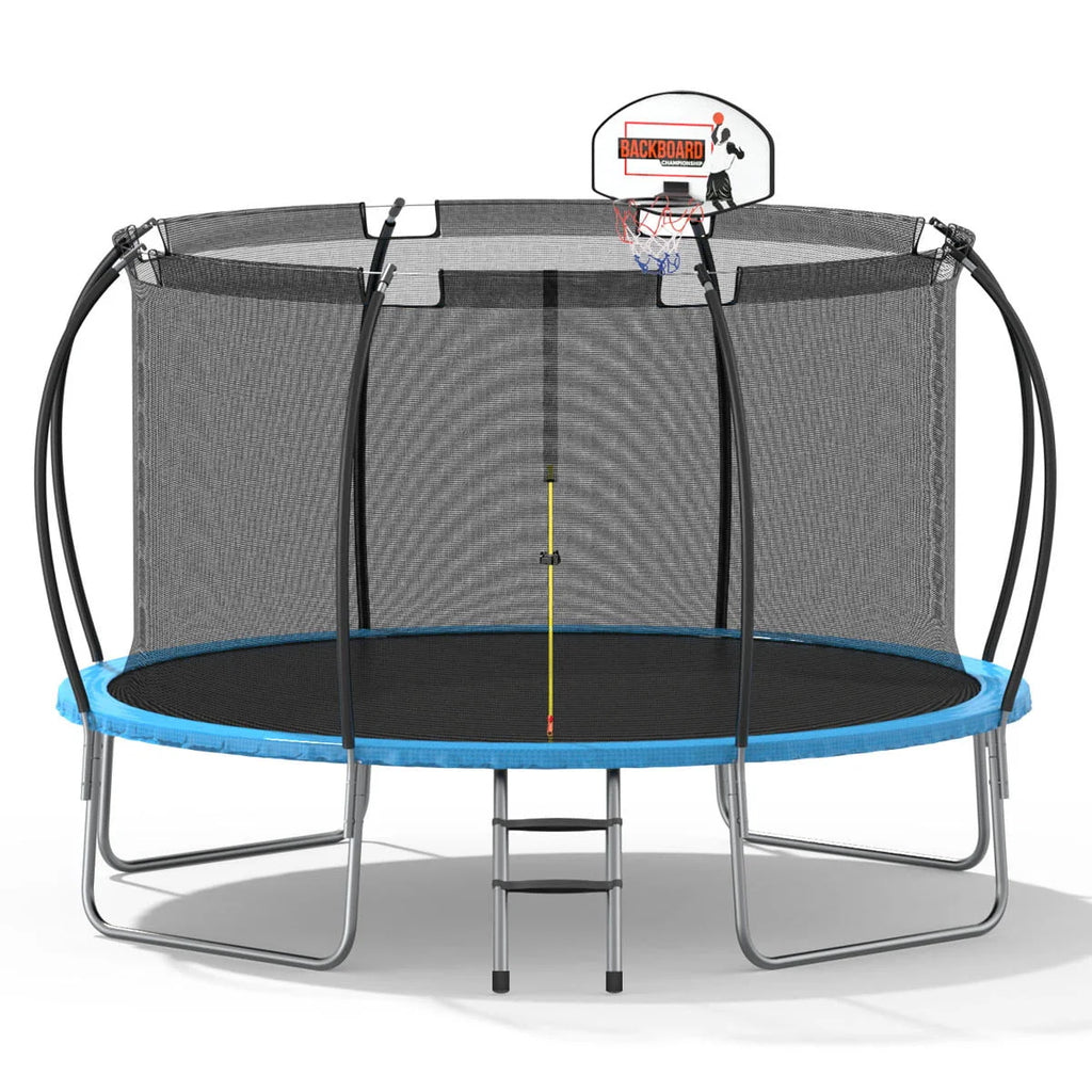 12 ft Trampoline with Enclosure and Basketball Hoop M554051